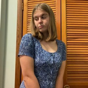 VINTAGE blue floral print maxi dress